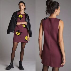 Dhruv Kapoor Anthropologie Sequined Shift Mini Dress Burgundy Sz S